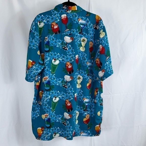 Cherokee Top Waikiki Wear Hawaiian Short Sleeve Button Up Tropical Mixed Drinks - Picture 11 of 12
